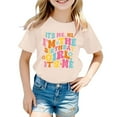 thumbnail image 1 of Girls Shirts Fashion Casual Letter Crewneck Short Sleeved Clothes, 1 of 3