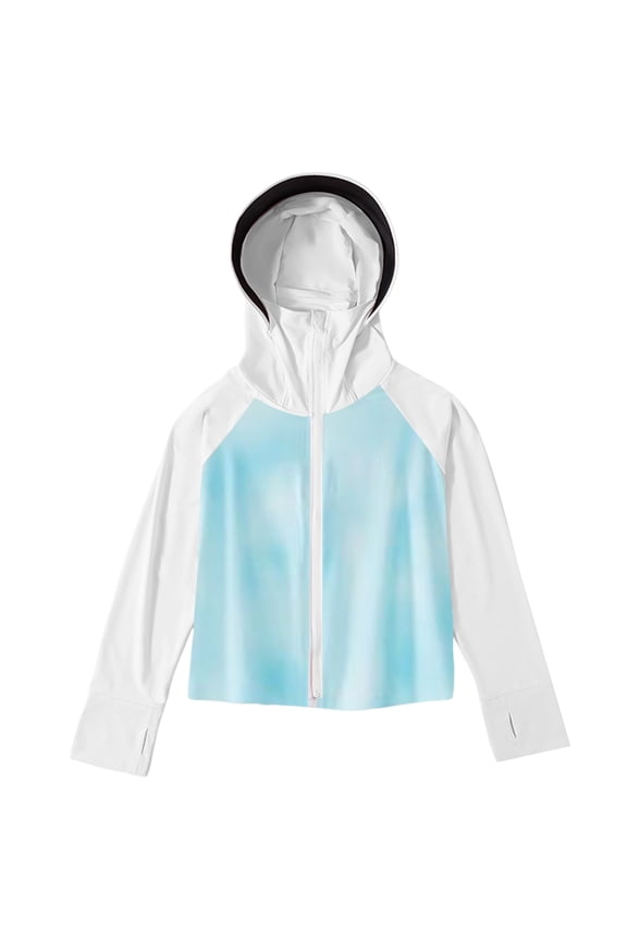 Girls Shirts Girl Sun Shirt Tie Dye Hooded Top with Brim and Lightweight Breathable for Outdoor Activities