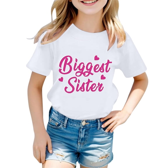 Girls Shirts Girls Cotton Tshirts Children's Fashionable Casual Letter Round Neck Short Sleeved T Shirt Top