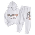 thumbnail image 1 of Girls Shirts Girls Size 8 Clothes Girls Sweatsuit 2 Piece Outfits Fall Winter Heart Print Sweatshirts and Sweatpants Joggers Set, 1 of 6