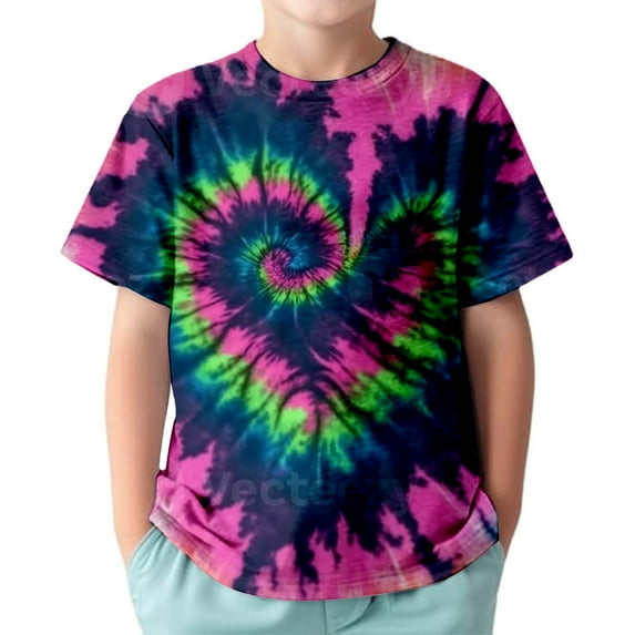 Girls Shirts Graphic Tie-Dye Short Sleeve Tunic Tee Tops Classic Fit Back To School Clothes for Girls 14-16 Casual Summer Blouse for Girls