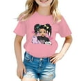 thumbnail image 1 of Girls Shirts Kid Cute Graphic Round Neck Short Sleeve Summer Top Casual Shirt Girls Tops Pink 8 Years-9 Years, 1 of 5