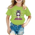 thumbnail image 1 of Girls Shirts Kid Fashion Graphic Round Neck Short Sleeve Top Summer Leisure Wear Girls Tops Light Green 9 Years-10 Years, 1 of 5