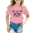 thumbnail image 1 of Girls Shirts Kid Leisure Graphic Round Neck Short Sleeve Tee Summer Casual Wear Girls' Tops, Tees Pink 9 Years-10 Years, 1 of 5