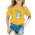 thumbnail image 1 of Girls Shirts Kid Leisure Graphic Round Neck Short Sleeved Fashion Summer Top Girls' Tops, Tees Yellow 8 Years-9 Years, 1 of 5