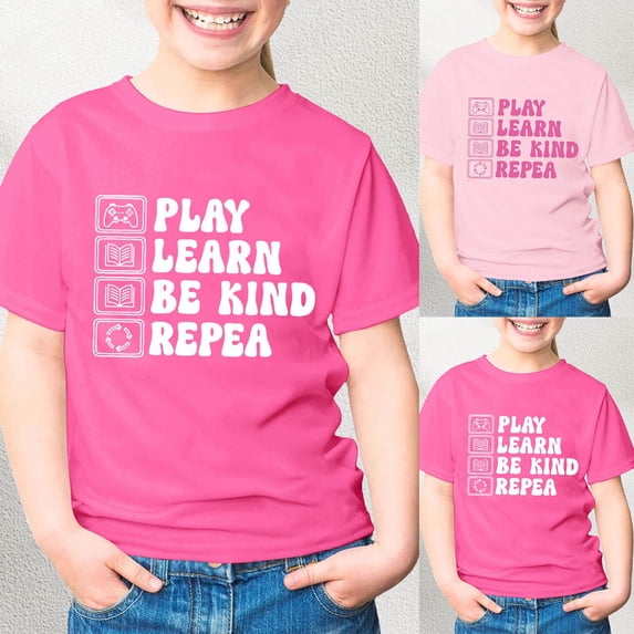 Girls Shirts Kids Casual Tshirt Graphic Tee Short Sleeve T Shirt Summer Top for Kids Youth Children