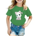 thumbnail image 1 of Girls Shirts Kids Leisure Graphic Round Neck Short Sleeve Tee Summer Casual Girls Tops Green 7 Years-8 Years, 1 of 5