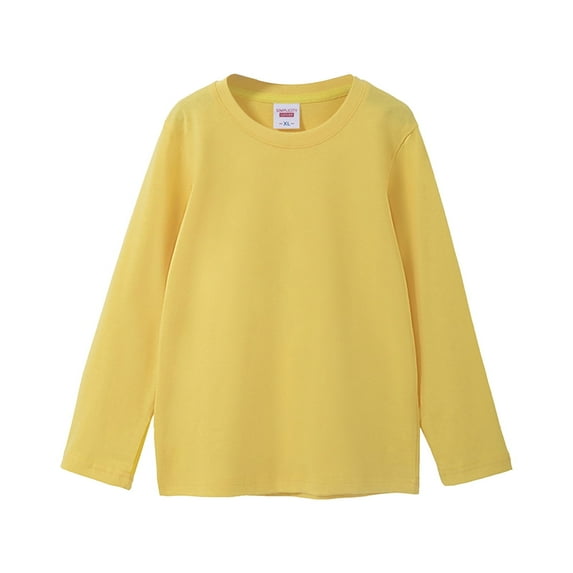 Girls Shirts Kids Long Sleeve Basic Inside T Shirt Casual Solid Tees Shirt Clothes Girls Tops Yellow 12 Months-18 Months