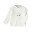 thumbnail image 1 of Girls Shirts Kids Long Sleeve Knit Tops Casual Slim Fit Pullover Tee Shirts White 4-5 Years, 1 of 4