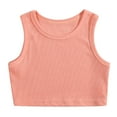 thumbnail image 1 of Girls Shirts Kids Sleeveless Solid Sports Dance Racerback Crop Tank Top Girls' Tops Pink 5 Years-6 Years, 1 of 5