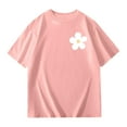 thumbnail image 1 of Girls Shirts Letter Print Short Sleeve T Shirts Summer Crewneck Tops Basic Tees Child Girls Pink Tshirt Boys T Shirts 11-12 Years, 1 of 6