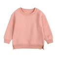 thumbnail image 1 of Girls Shirts Long Sleeve Solid Plus Pullover Sweatshirt Top Coat Girls' Tops Pink, 1 of 5