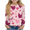 thumbnail image 1 of Girls Shirts Long Sleeve Valentine's Day Graphic Tees Tops 2026 Cute Crewneck Casual Pullover Shirt Size 3-14, 1 of 4
