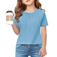 thumbnail image 1 of Girls Shirts, Pleated T-Shirts Kids Summer Short Sleeve Fashion Tees 3-14 Years, 1 of 6