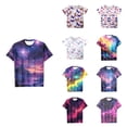 thumbnail image 1 of Girls Shirts Print Short Sleeve Shirts for Girls Kids Tshirts Casual Summer Purple Crewneck Basic Graphic Tees 4T, 1 of 5