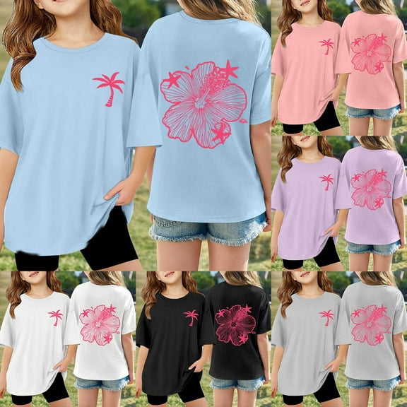 Girls Shirts Short Sleeve Round Neck Activities Comfortable Stylish Sportswear Black Girls Athletic Tops 7-8 Years