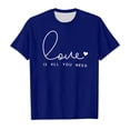 thumbnail image 1 of Girls Shirts Short Sleeve Valentine's Day Print Crewneck Kids Funny Tee Size 4-5 Years,Dark Blue, 1 of 5