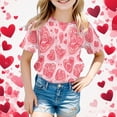 thumbnail image 1 of Girls Shirts Size 10-11 Girls Shirts Valentine's Day Children's Short Sleeve Top Printed T Shirt Casual Shirt 6494, 1 of 3
