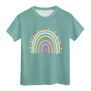 Girls Shirts Size 10-12 Girls Short Sleeve T Shirts Kids Summer Tops Crewneck Tees 3 13 Years Green, 12-13 Years