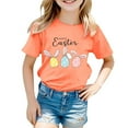 thumbnail image 1 of Girls Shirts Size 12-14 Easter Fashion Prints Shirt Short Sleeve Casual Crewneck T-Shirts Soft and Comfortable Summer Tees Children Clothing Rose Gold 4-5 Years, 1 of 4