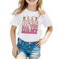 thumbnail image 1 of Girls Shirts Size 14-16 Girls Spring Summer Casual Short Sleeve T Shirt Easter Bunny Alphabet Printed Round Neck Comfortable Children's Wear White, 6-7 Years, 1 of 4