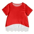 thumbnail image 1 of Girls Shirts Size 14-16 Knot Tunic Button Short Girls Sleeve TShirt Casual Tops Front Blouse Tee Kids Girls Tops,C03-Red,120, 1 of 4