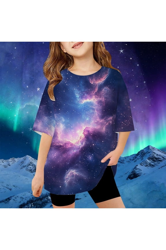 Girls Shirts Size 14-16 Printed Round Neck Short Sleeve Basic Layering Tee Active Fit Back To School Clothes for Tween Girls Graduation Casual Summer Tops