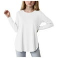 thumbnail image 1 of Girls Shirts Size 14 16 Teen Girl Shirts Girls Long Sleeve Shirts Kids Curve Hem Side Slit Soft Tunic Tops T-Shirts White 6-7 Years, 1 of 5