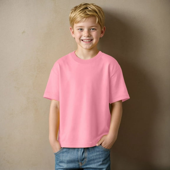 Girls Shirts Size 6 2T-12Y Boys T Shirts Short Sleeve Tees 100% Cotton Crewneck Soft Basic Summer Top Solid Toddler Kids Tee Shirt