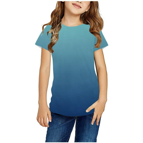 Girls Shirts Size 6 Crewneck Shirt for Boys Short Sleeve Tees for Boys Gradient Blouse Blouse for Girls my orders