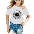 thumbnail image 1 of Girls Shirts Size 6 Kids Boys Girls Casual Sunflower Print Crew Neck Short Sleeve TShirt Top White, 3-4 Years, 1 of 4