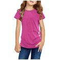 thumbnail image 1 of Girls Shirts Size 6 Knot Tunic Button Short Girls Sleeve TShirt Casual Tops Front Blouse Tee Kids Girls Tops Hot Pink, 6-7 Years, 1 of 9