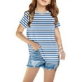 thumbnail image 1 of Girls Shirts Size 6 Round Neck Tee Shirts Short Sleeve Shirts for Teens Pack Striped Shirts for Girls Blouse for Girl my order, 1 of 4