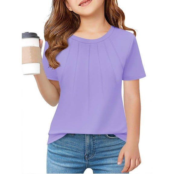 Girls Shirts Size 7-8 Girls Shirts Girls Pleated T Shirts Kids Summer Short Sleeve Fashion Tops Tees 5 14 Years
