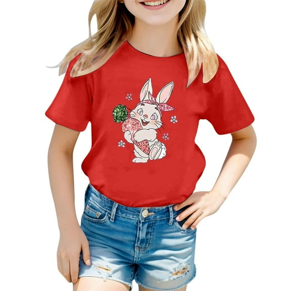 Girls Shirts Size 7 Round Neck Cartoon Print Tunic Tops Lightweight Fashion Baby Clothes for Girls,Red,2-3 Years