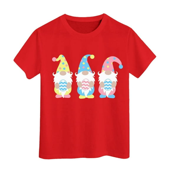 Girls Shirts Size 8 Short Sleeve Easter Print Pullover Tops Loose Fit Comfortable & Soft Tops Holiday Shirts T Shirt,Red,10-11 Years
