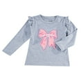thumbnail image 1 of Girls Shirts Soft Crewneck Tee Comfort Basic Print Long Sleeve Blouse Cute Top for Girls Size 7-8T, 1 of 4