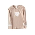 thumbnail image 1 of Girls Shirts Spring And Fall New Long Sleeved Embroidered Heart Shaped Stretch Thread T Shirt Fashion Top Khaki, 6-7 Years, 1 of 4