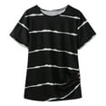thumbnail image 1 of Girls Shirts Summer Casual Short Sleeve Buttons Striped Tunic Tops Girls' Tops Black 6 Years-7 Years, 1 of 7