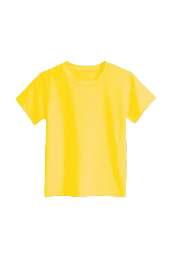 Girls Shirts Summer Classic Solid Short Sleeve Loose Basic Tees Top Girls Tops Yellow 6-7 Years