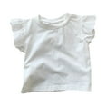 thumbnail image 1 of Girls Shirts Summer Solid Color Crew Neck Flying Sleeve T Shirt Casual Outing Trendy Top Size 12 M-18 M, 1 of 5