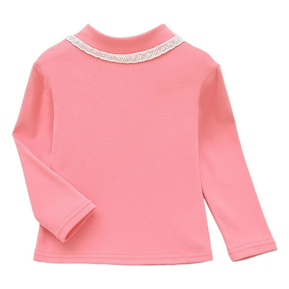 Girls Shirts,Thermal Long Sleeve Shirt Half Turtleneck Base Layer Top Soft Lined Warm Comfortable Kids Tee,Girls Long Sleeve Shirts,4-5 Years,Z02 Hot Pink