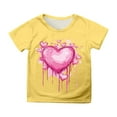 thumbnail image 1 of Girls Shirts Valentine Day Crew Neck T Shirt with Heart Print Short Sleeve Soft Fabric Easy Care Shirts for Girls Kids Shirts Yellow 10 Years-11 Years, 1 of 4