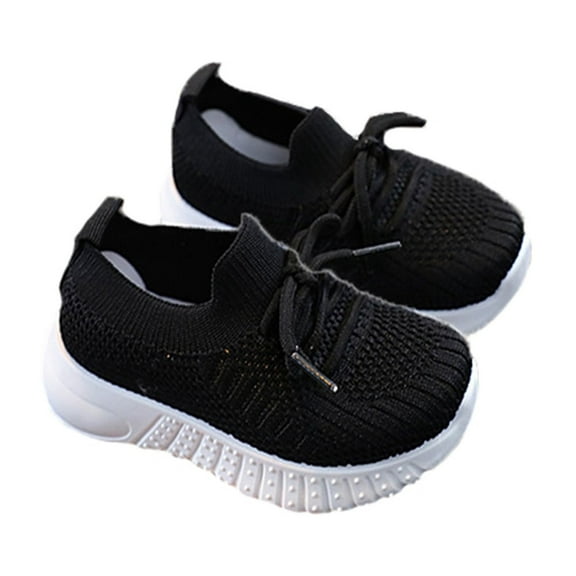 Girls Shoes,Breathable Mesh Walking Sneakers for Boys Girls Flexible Non First Shoes with Elastic Sock Design Lightweight Memory Sole,Kids Shoes,Black,5-5.5 Years
