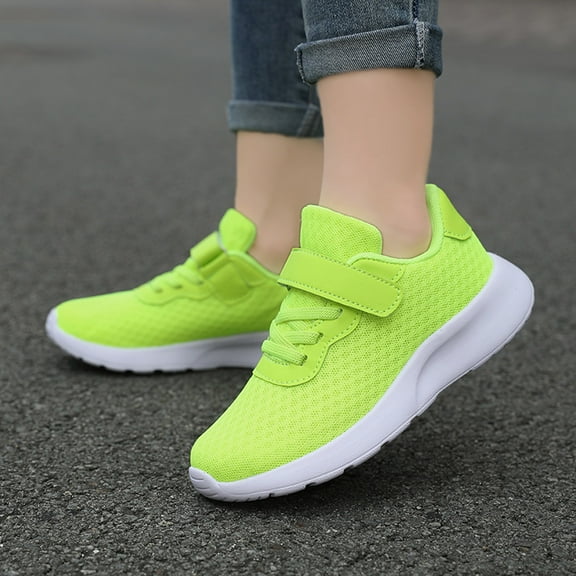 Girls Shoes,Girls Athletic Shoes Flat Thick Bottom Lightweight Breathable Mesh for Casual Sports Wear,Girls Sneakers,032 Green,6-7 Years