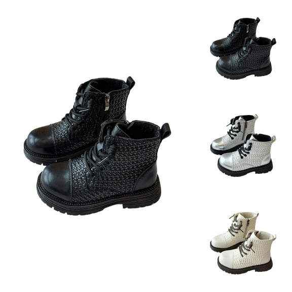 Girls Shoes Girls Combat Boots Girls Boots Children's Woven Fall and Winter Soft Sole Short Booties for Toddlers Stylish Design Ideal for Everyday Wear