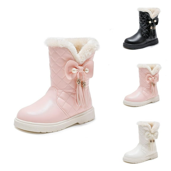 Girls Shoes Girls Combat Boots Girls' Boots Thick Sole Non Comfortable Solid Color Bow Design for Autumn and Winter