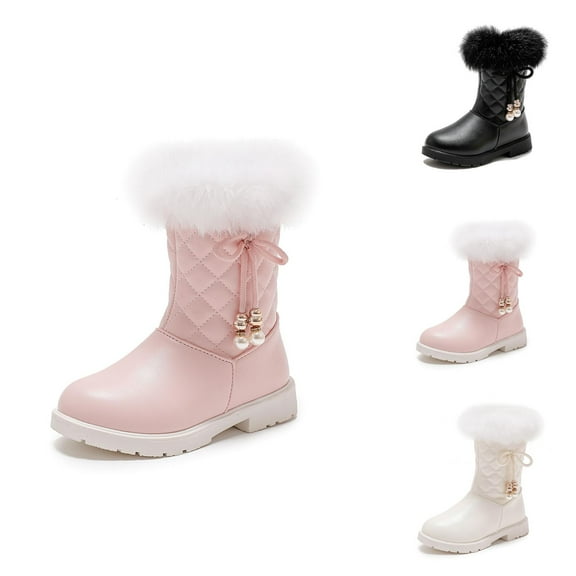 Girls Shoes Girls Winter Boots Girls' Autumn and Winter Boots Platform Soles Non Warm Comfort Bow Side Zip Stylish Girls Boots