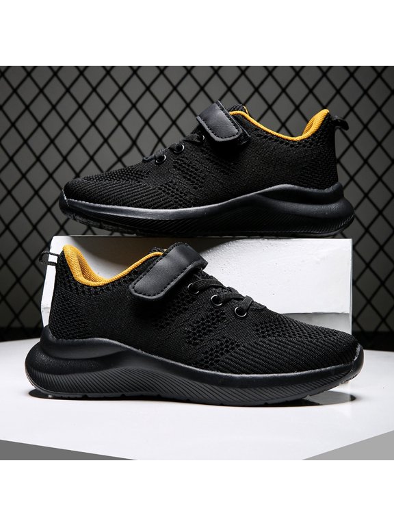 Girls Shoes,Kids Strap Sneakers Breathable Comfortable Running Shoes Lightweight Casual Footwear for Boys,Girls Sneakers,06 Black,6.5-7 Years