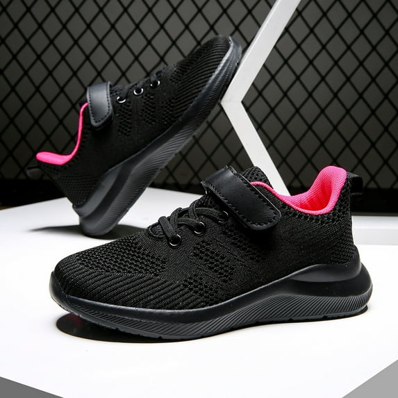 Girls Shoes,Kids Strap Sneakers Breathable Comfortable Running Shoes Lightweight Casual Footwear for Boys,Girls Sneakers,06 Hot Pink,9-9.5 Years